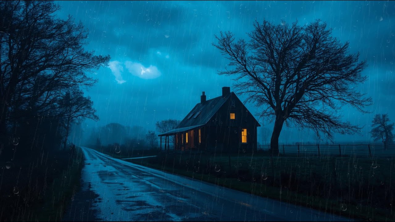 Quiet Road Night Rain For Sleep | Relaxing Rain Sounds ASMR Dark Wooden