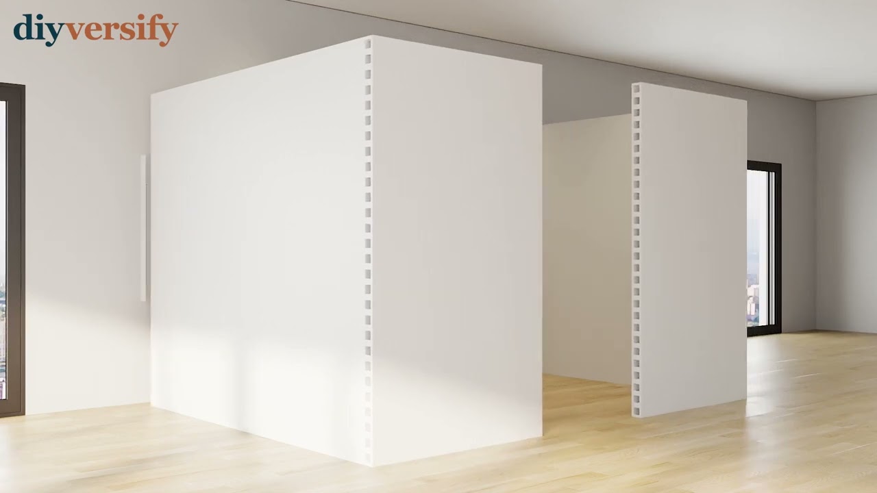Mounted U Shaped Partition Wall w/ Door - Assembly Video - Diyversify.com