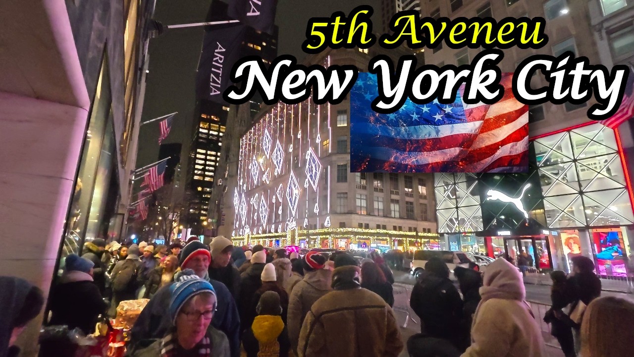 NYC NIGHT TIME WALK: 5th Avenue Holiday Vibes - 4K POV