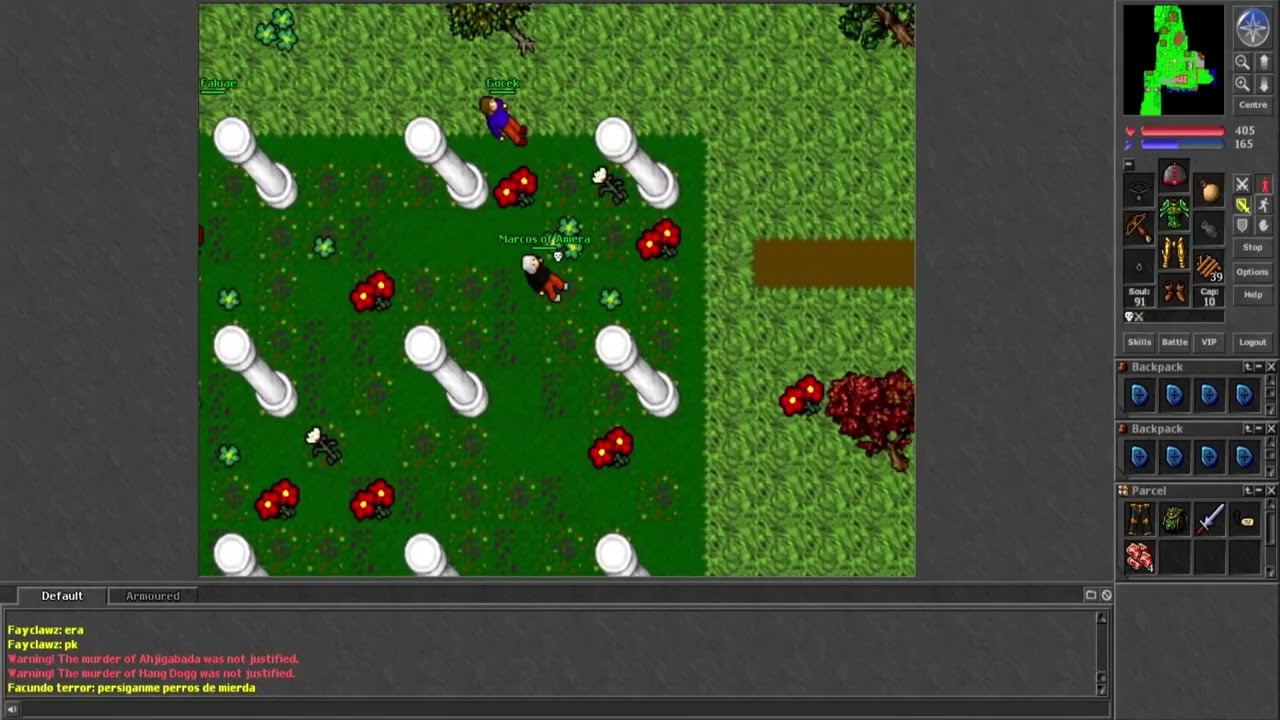 TIBIA 7.5 PK KILLING AFK PLAYERS NICE LOOT AMERA 2005