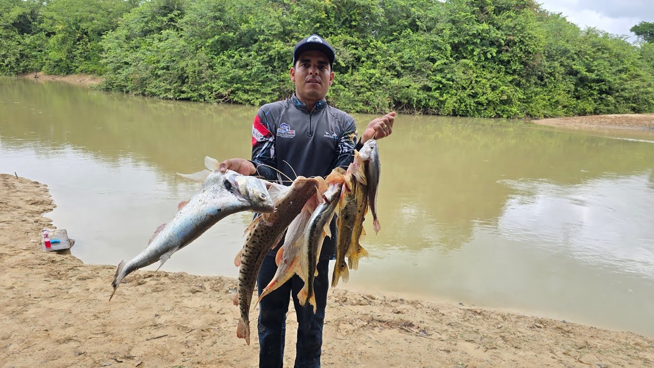 Pescamos várias espécies de peixe no Rio.