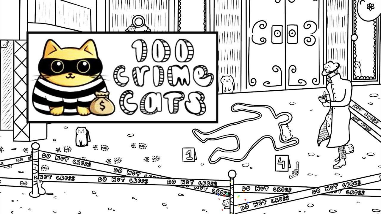 100 CRIME CATS — нарисованная от руки игра в жанре поиска скрытых предметов, короткая и увлекател...
