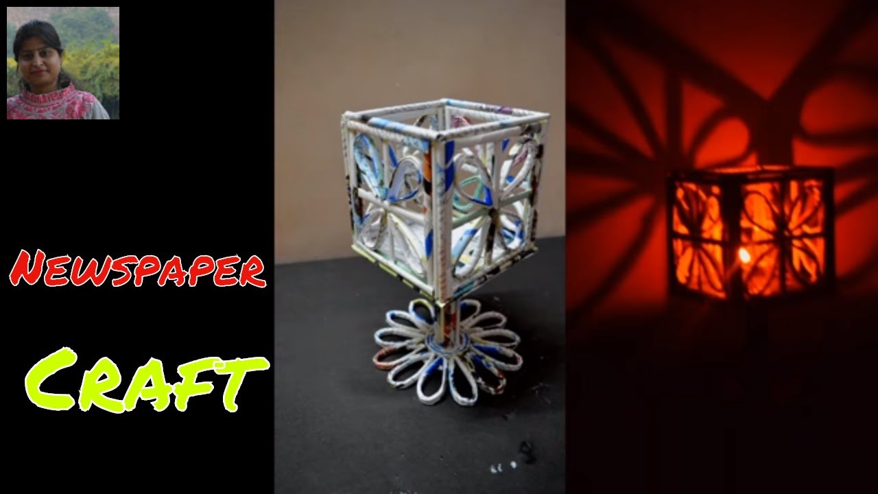 Newspaper Craft : How To Make Candle Holder From Waste Newspaper | Flower Vase | Home Decor Idea