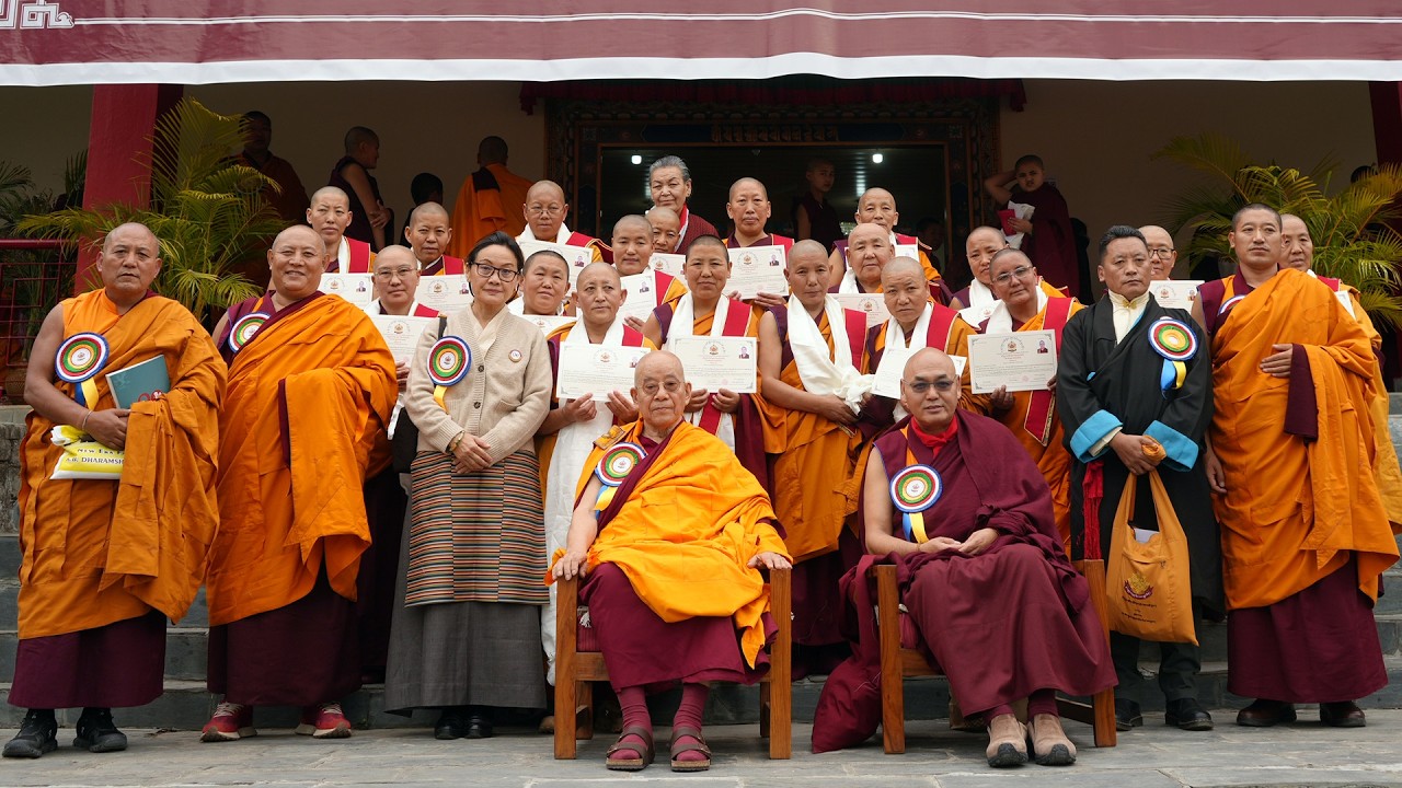 The enthronement ceremony of the first-ever Khenmos of Shugseb Nunnery