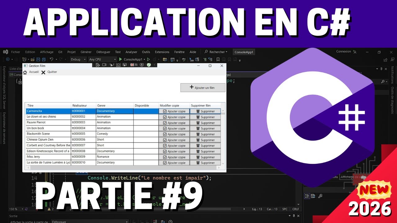 Coder la logique pour les méthodes de film - partie I (Projet CinéManager)