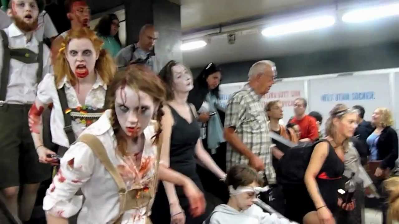 Zombie walk ,Horror in subway Stockholm  Sweden