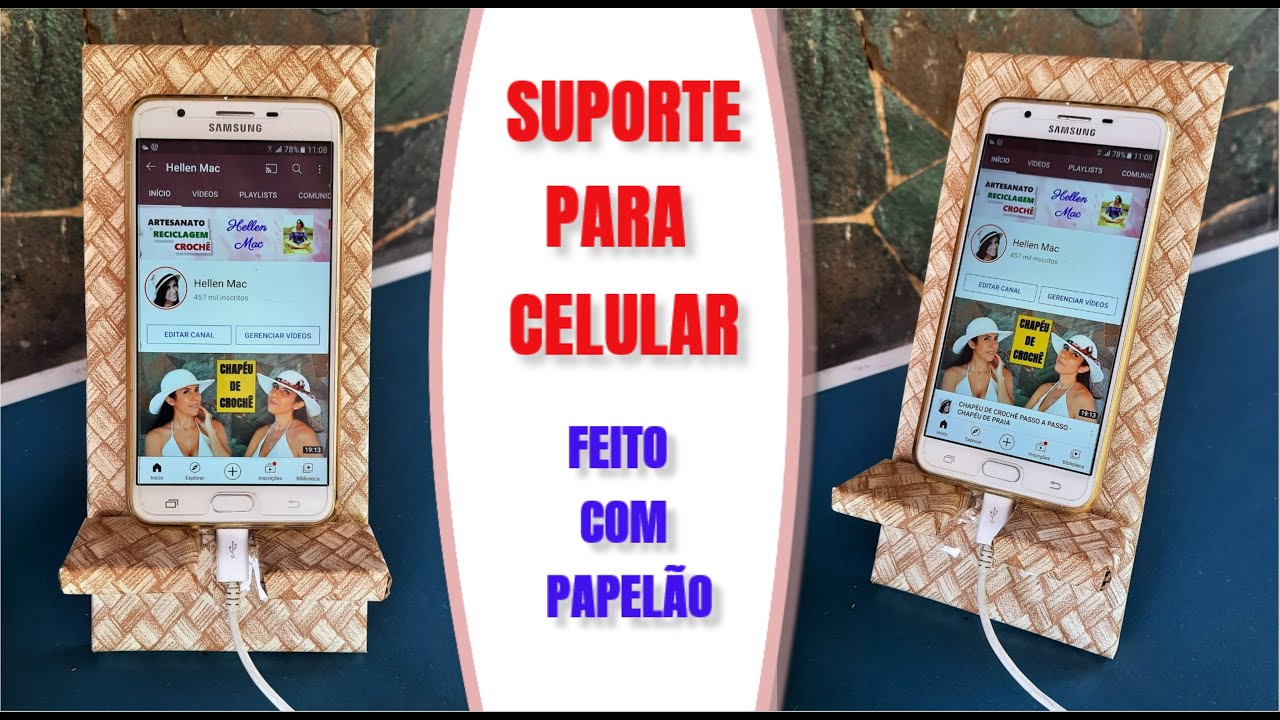 SUPORTE PARA CELULAR FEITO COM PAPELÃO / RECICLAGEM DE PAPELÃO