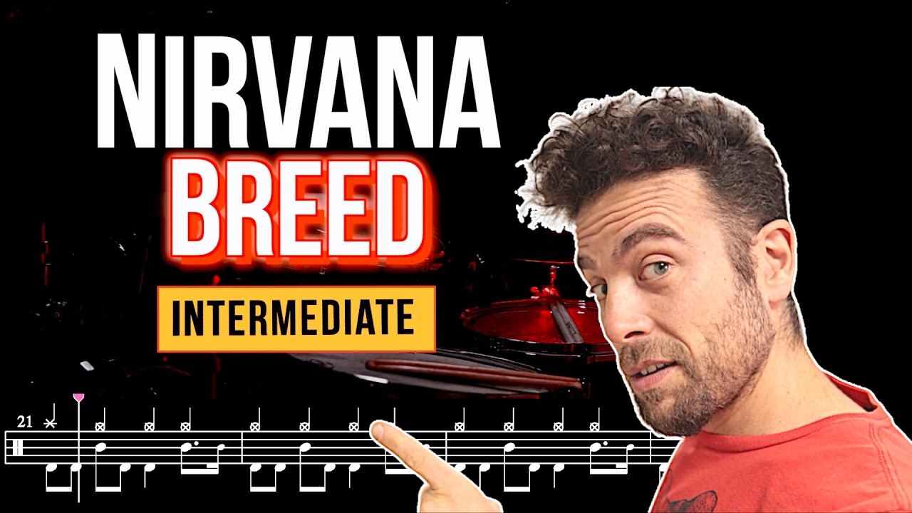 Nirvana - Breed - Drum cover (with scrolling drum score)