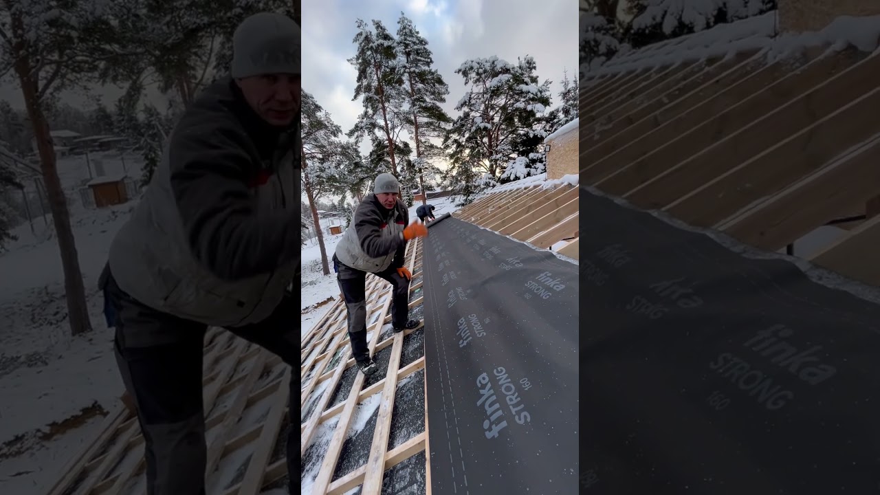 Тянем мембрану.#finka#building#sitcoflex#суппердиффузорная_мембрана #строит_alexprokarkas78 #