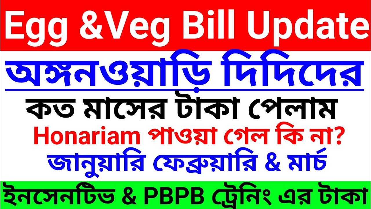 🔥🔥জানুয়ারি ফেব্রুয়ারি Egg & Veg Bill Update।। Honariam, Incentive Update। ICDS NEWS TODAY