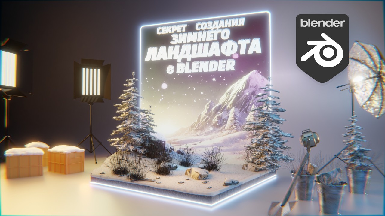 Раскрываю тайны создания зимнего ландшафта в Blender. Мой авторский способ.