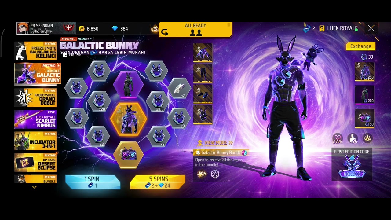 NEW BUNNY BUNDLE GOT IN ONE SPIN 😱 ! IN INDONESIA SERVER 
