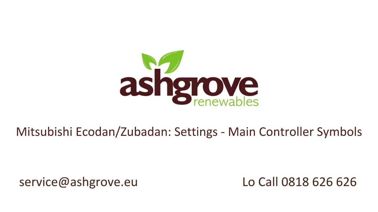 Mitsubishi Ecodan/Zubadan: Settings - Main Controller Symbols