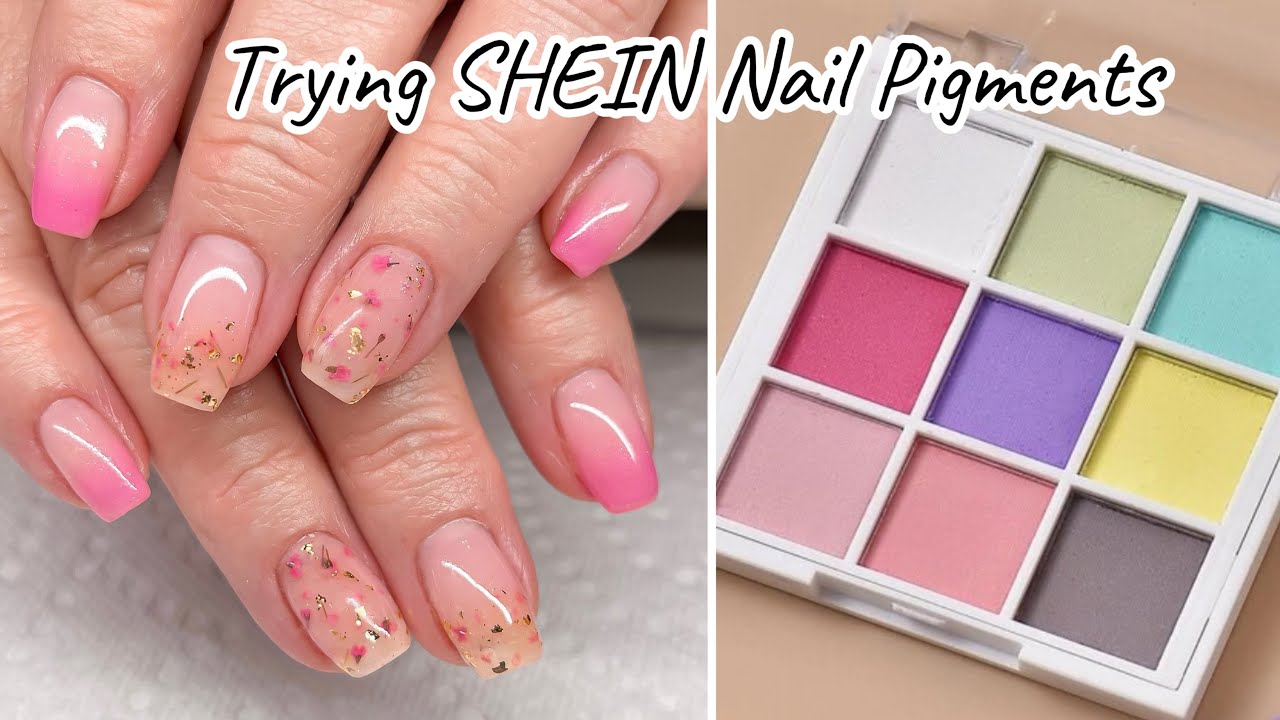 TRYING SHEIN NAIL PIGMENTS | HARD GEL FILL | SPRING NAILS