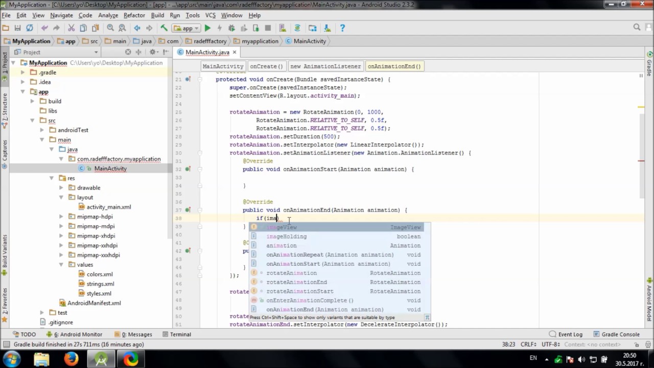 Develop simple Spinner app in Android Studio