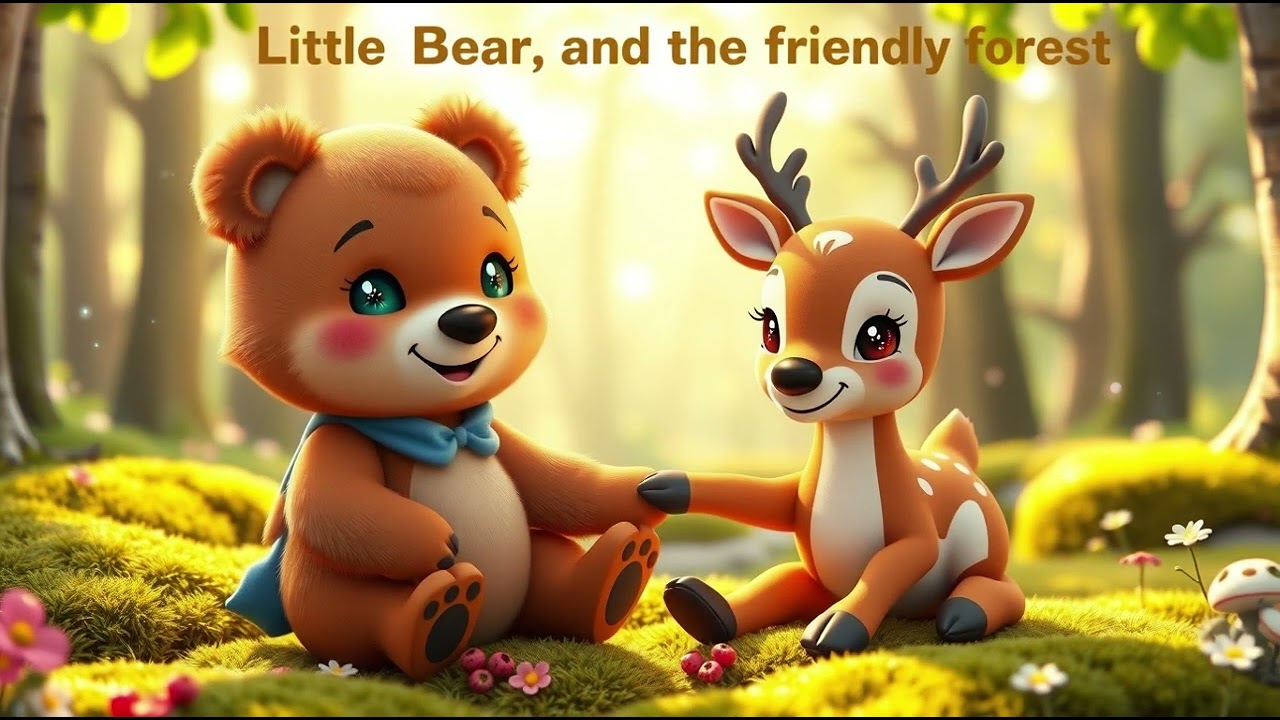 Little Bear and the Friendly Forest Deer | Heart warming Nature Story Nursery Rhyme| Friendship Song