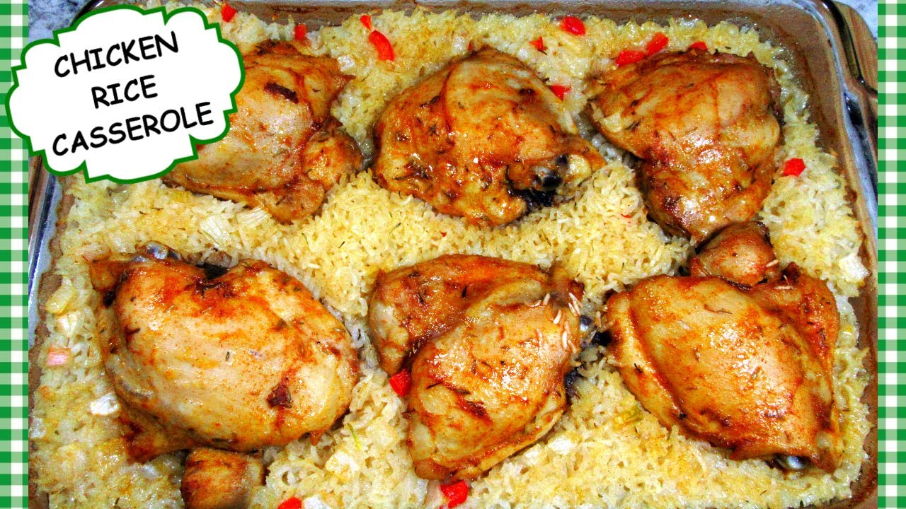 Easy Baked Chicken and Rice Casserole Recipe ~ ONE PAN!