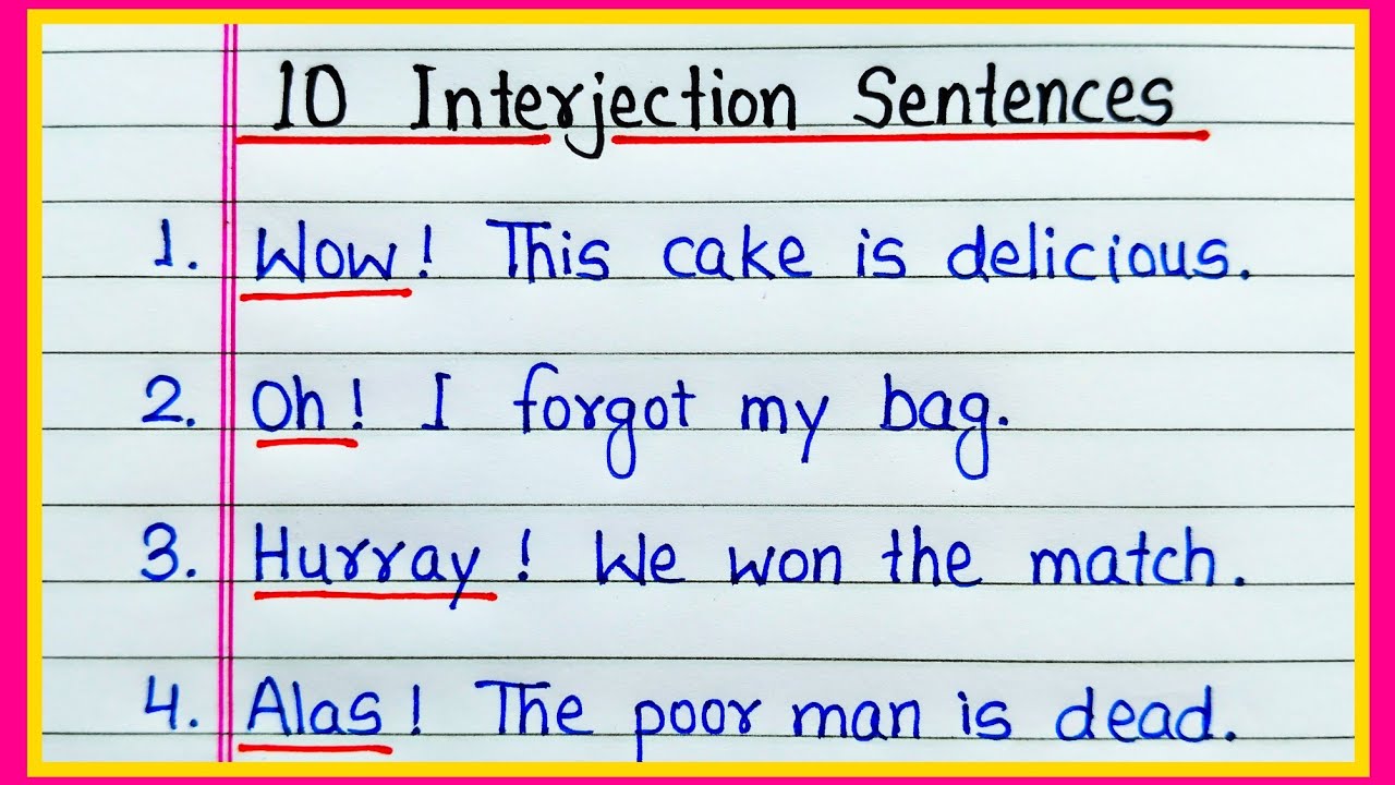 10 Interjection Sentences/Interjection 10 Sentences in English/10 Examples of Interjection Sentences