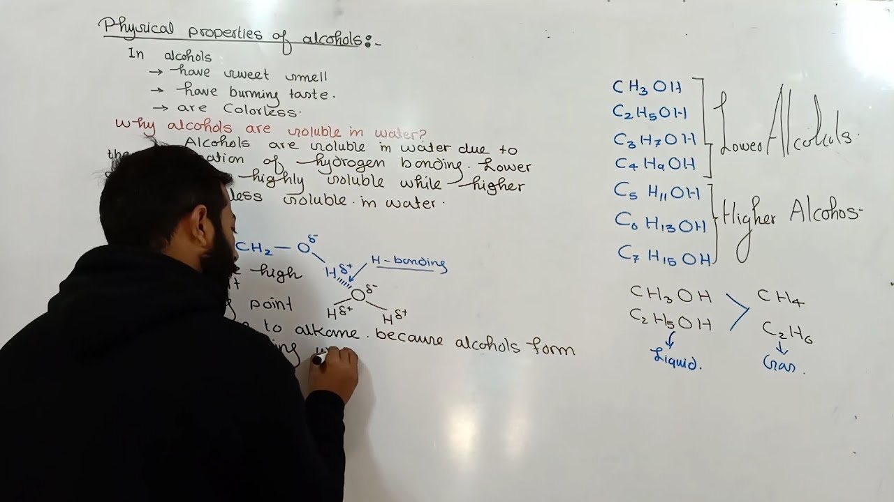 Physical properties of Alcohols || 12th class chemistry || ch.no.11