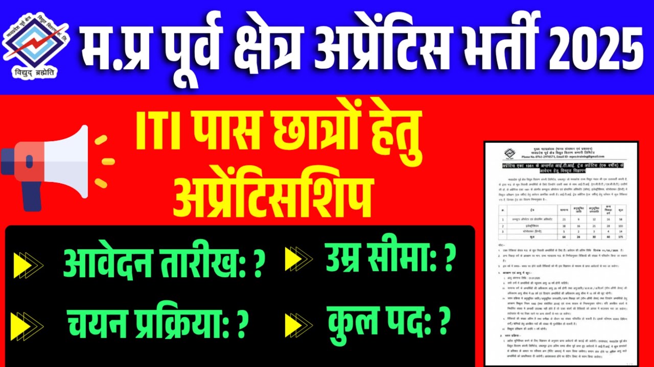 MPPKVVCL Apprentice 2025 | ITI Apprentice Recruitment 2025 | Apprenticeship