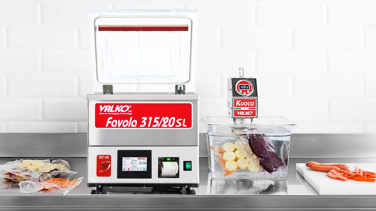 FAVOLA SL: Kammer-Vakuumierer mit Touchscreen und Etikettendrucker mit selbstklebenden Papier