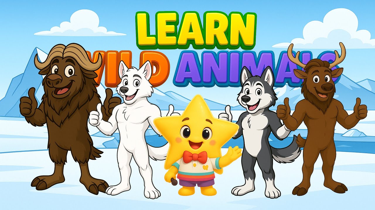 Learn Arctic Animals for Kids 🐂🦌🐕🐺  | Musk Ox, Reindeer, Husky & Arctic Wolf | Preschool Learning