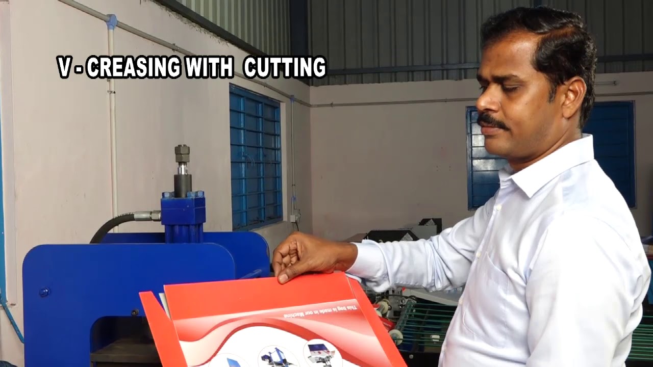 paper bag Creasing Machine.Duplex board 250 gsm mannual feeder
