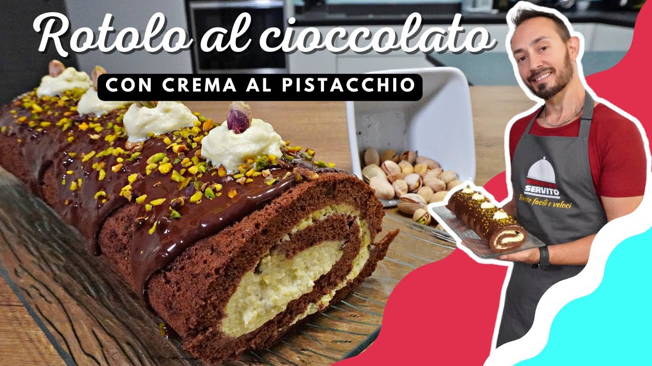 Rotolo al cioccolato e creama al pistacchio