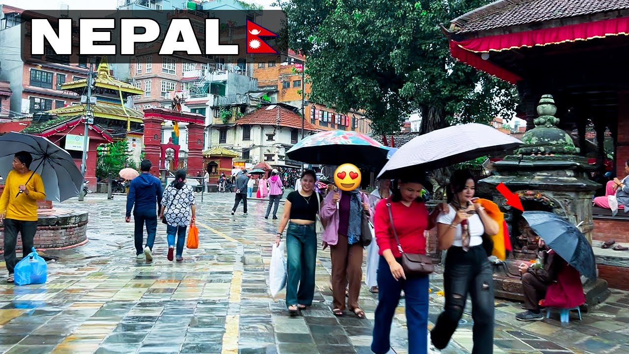 NEPAL🇳🇵: KATHMANDU in The RAIN☔Looks Absolutely Unreal😍Magical Streets Walking Tour[4K]