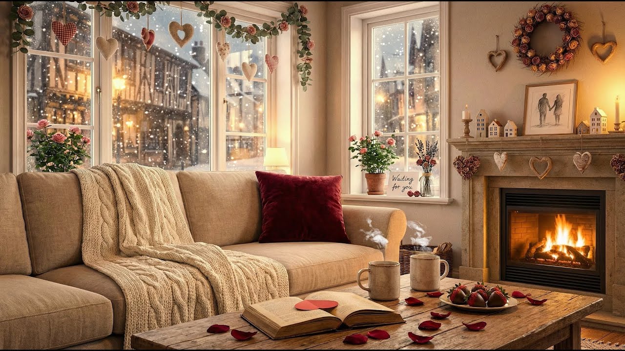Elegant Winter Café Ambience ❄️ Smooth Jazz for Valentine’s Day 💝 Cozy February Stillness
