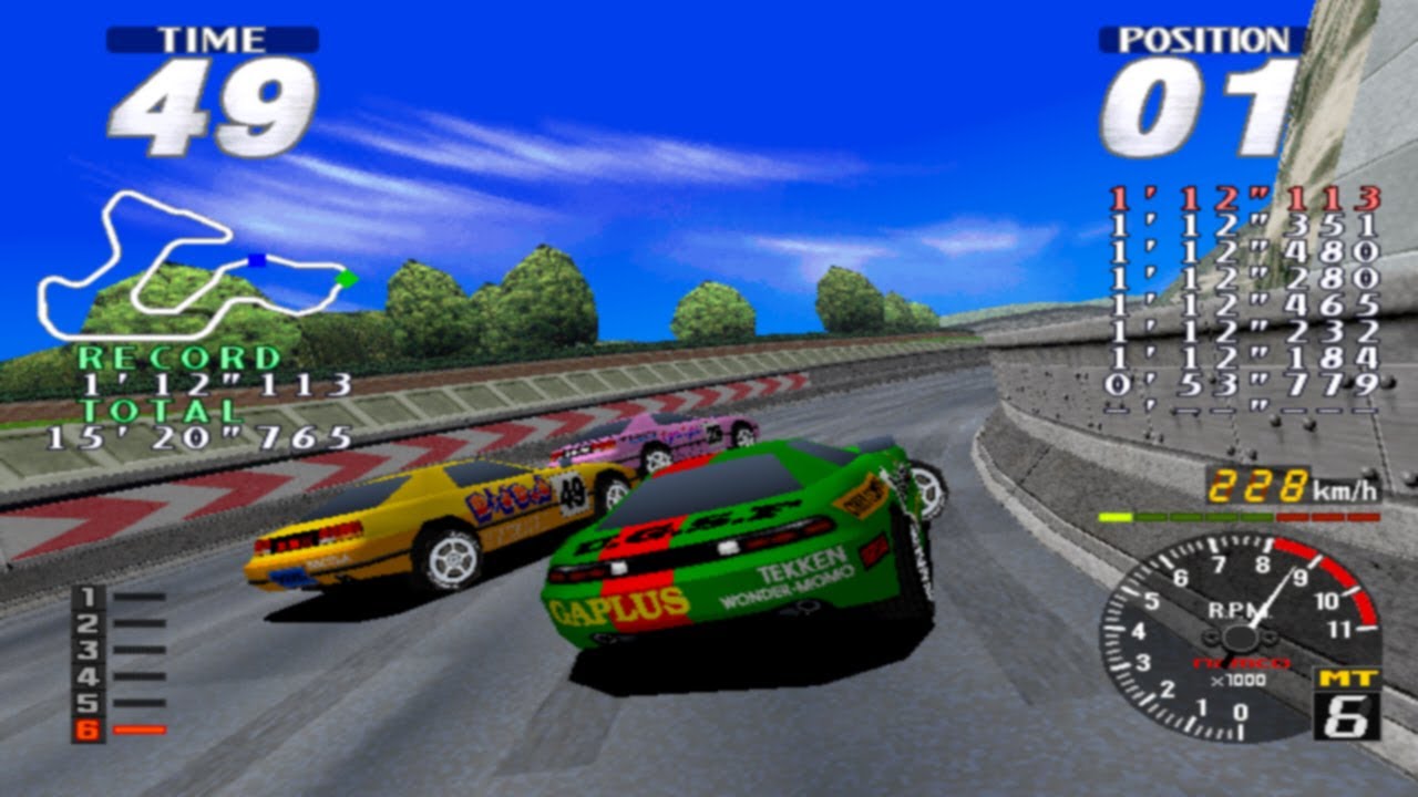 Rave Racer - Namco System 22 - Advanced - 8 Green Car  - Extra Mode - Full Race