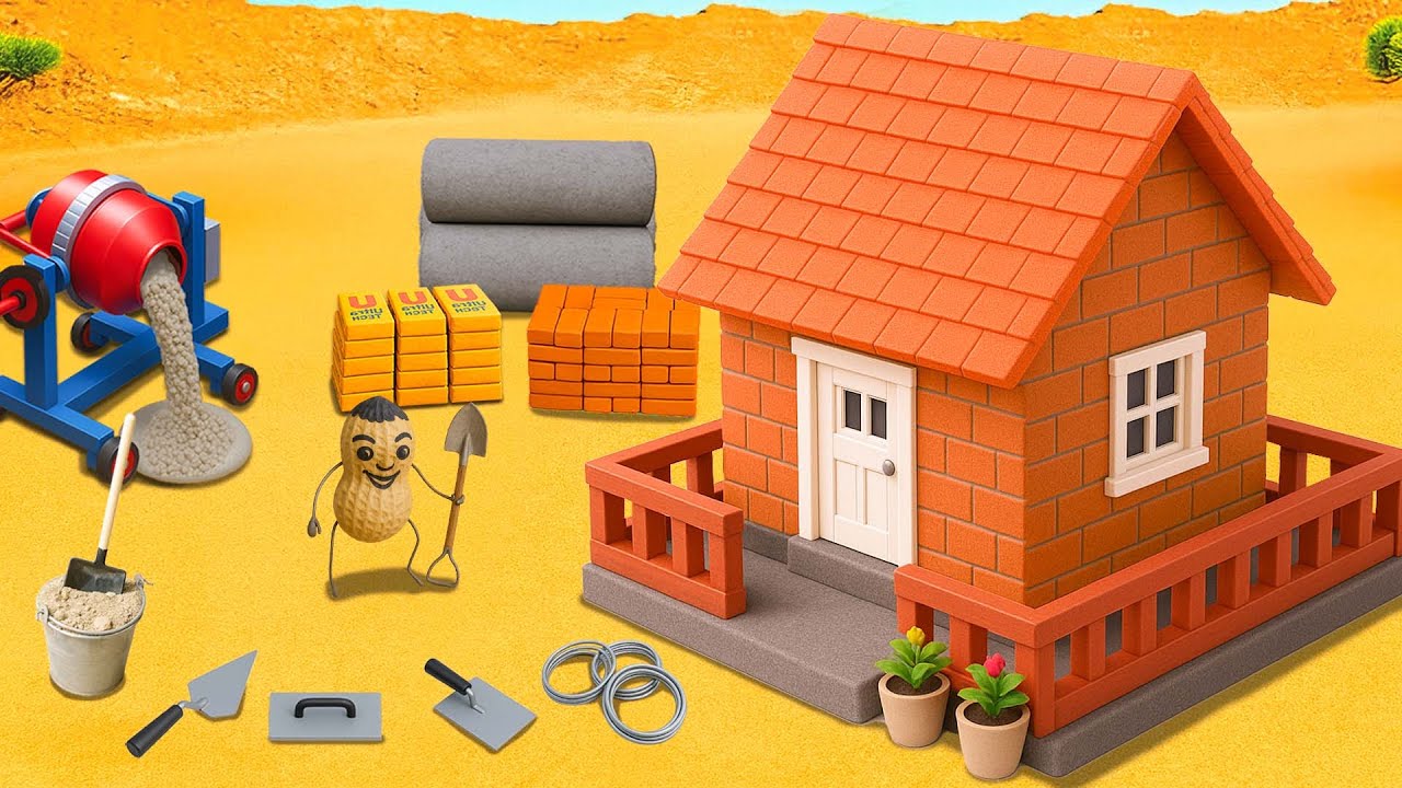 Building a Cozy Mini Brick House from Scratch | Satisfying Construction