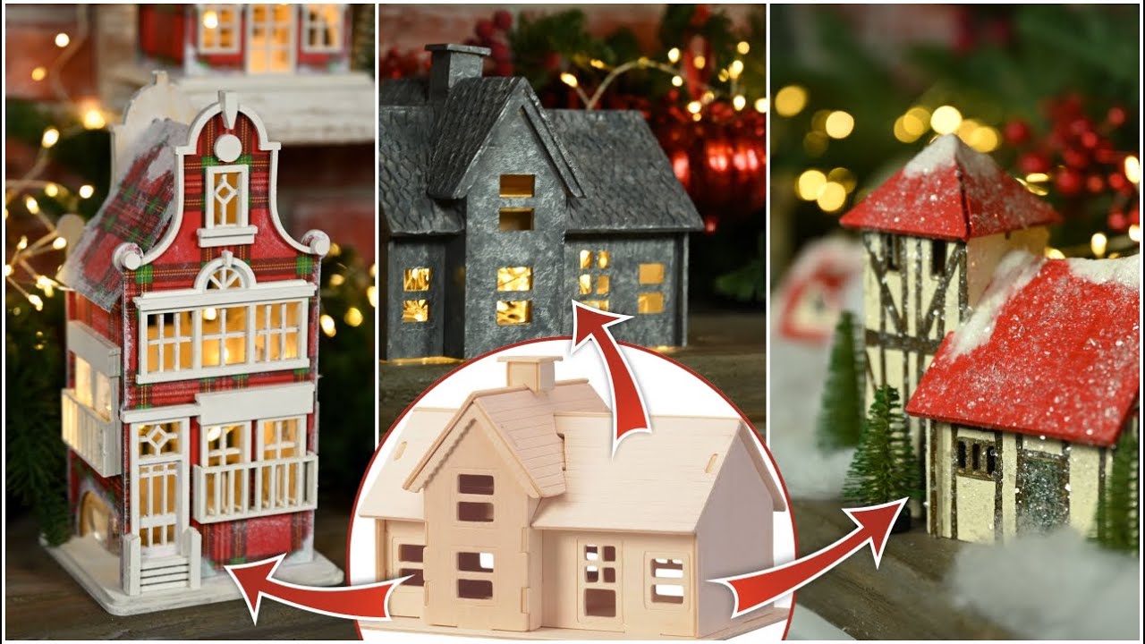 DIY Christmas villages from wooden puzzles!