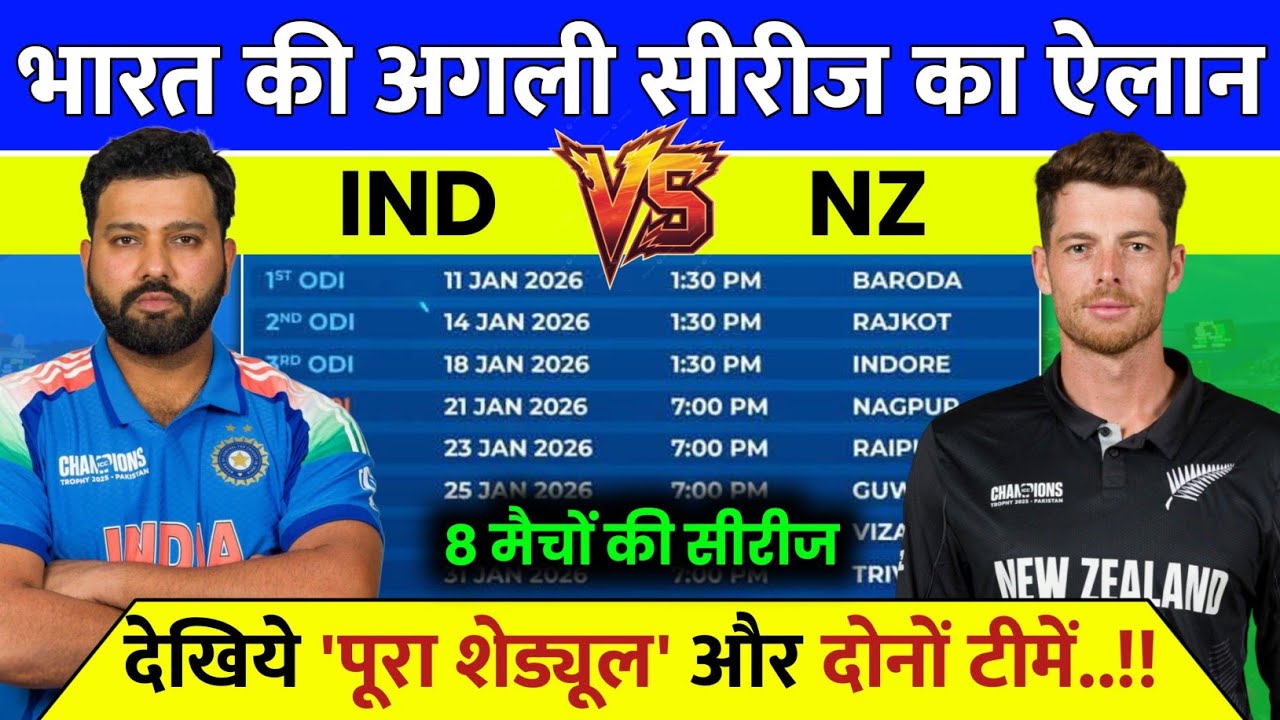 India vs New Zealand 2026 Schedule & Squads | IND vs NZ Squad 2026 | India Ka Agla Match Kab Hai