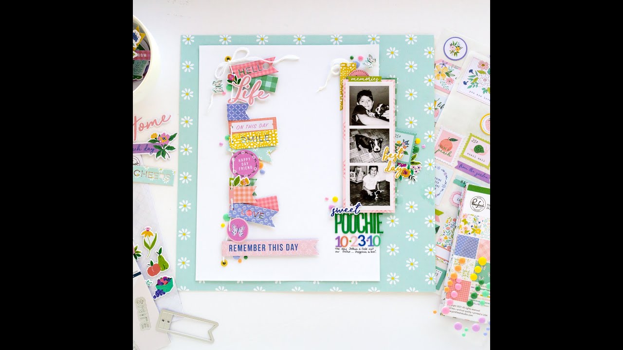 Banner Style Layout with Happy Blooms - Pinkfresh Studio DT