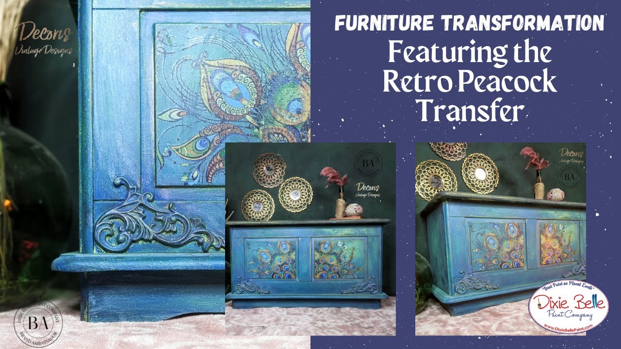 Retro Peacock Transfer: Furniture Transformation