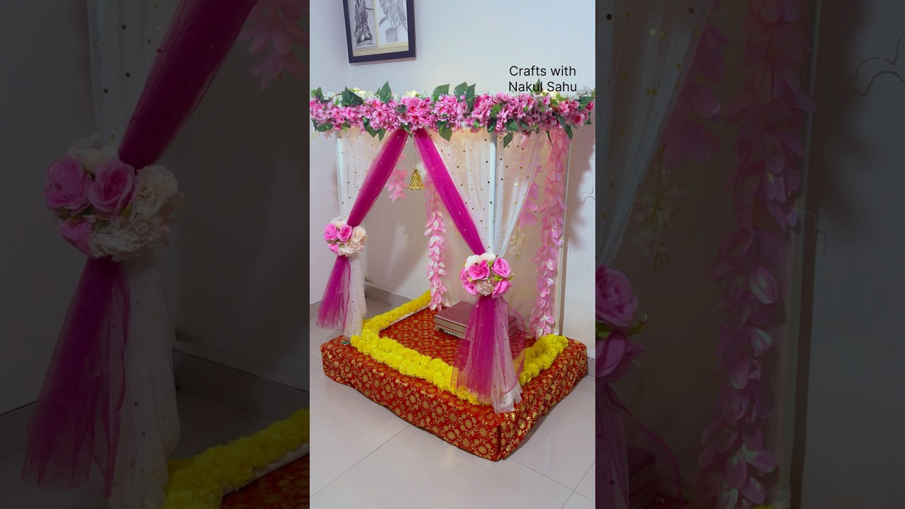 Ganpati Decoration ideas for home | flower decoration #shortsfeed  crafts with Nakul Sahu