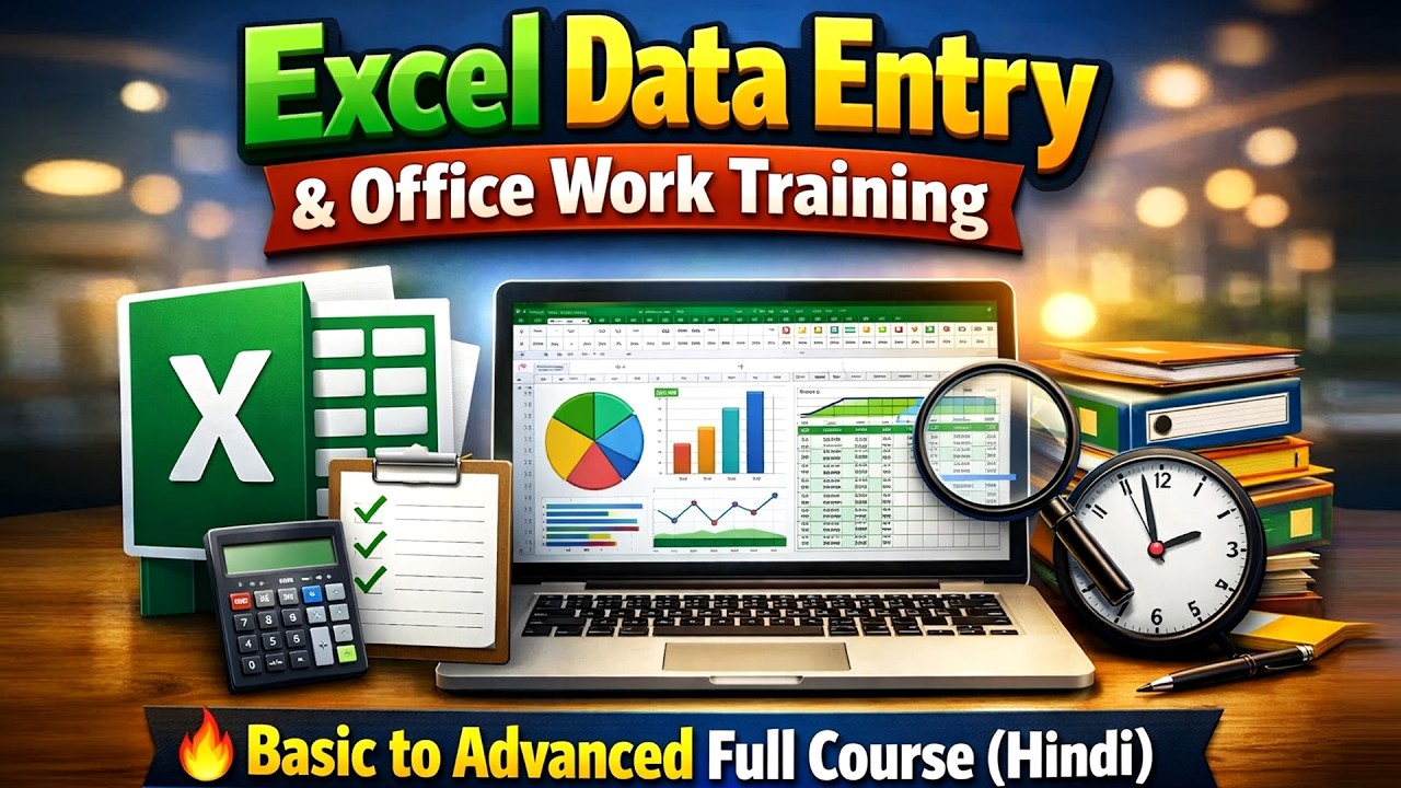 👍 Data Entry & Office Work Training For Job In Excel In Hindi [ Basic To Advance ]