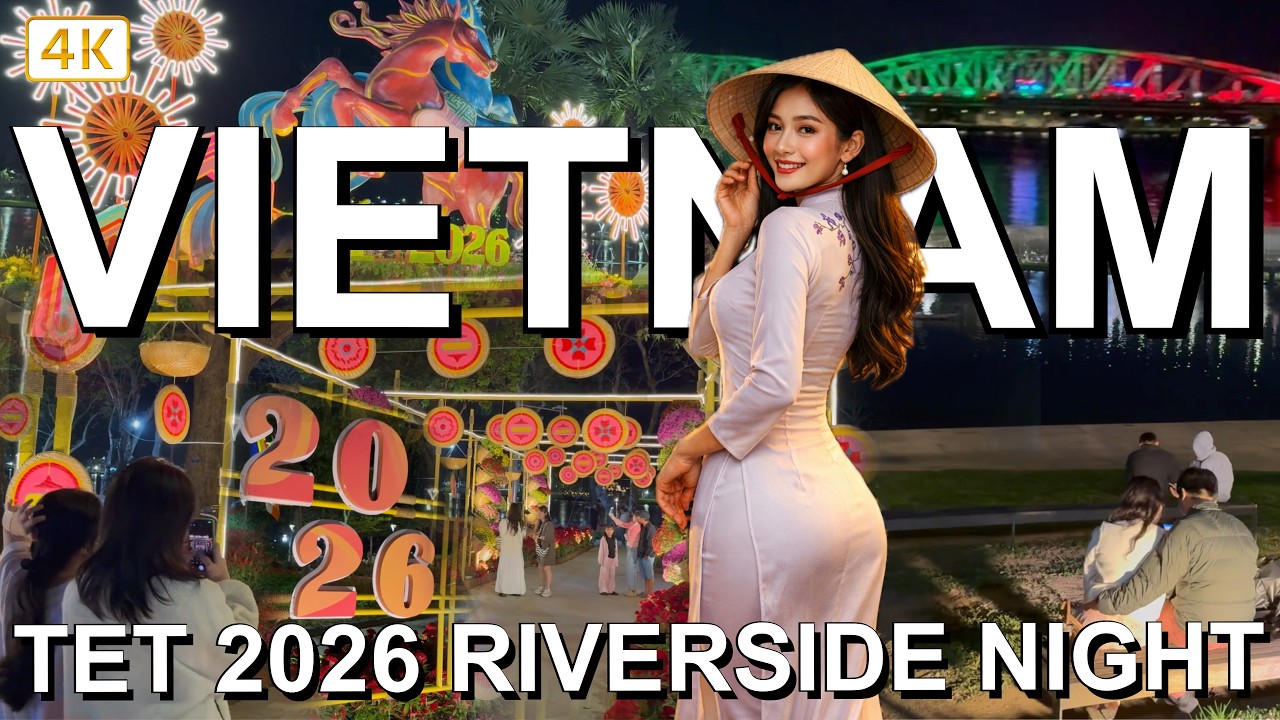Vietnam Tet 2026 🇻🇳 Hue City Riverside Night Festival Walk (4K)