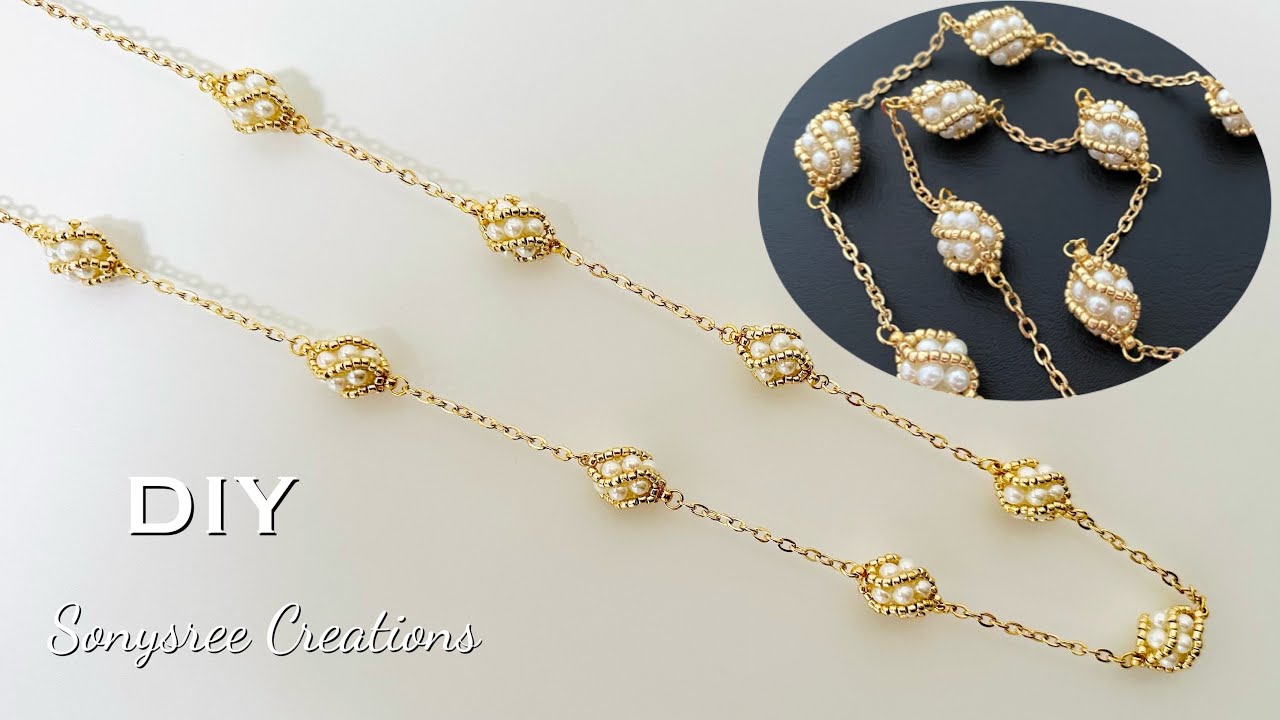 Beaded bead chain necklace || Christmas Necklace || Christmas Gift Idea || How to make Beaded Bead