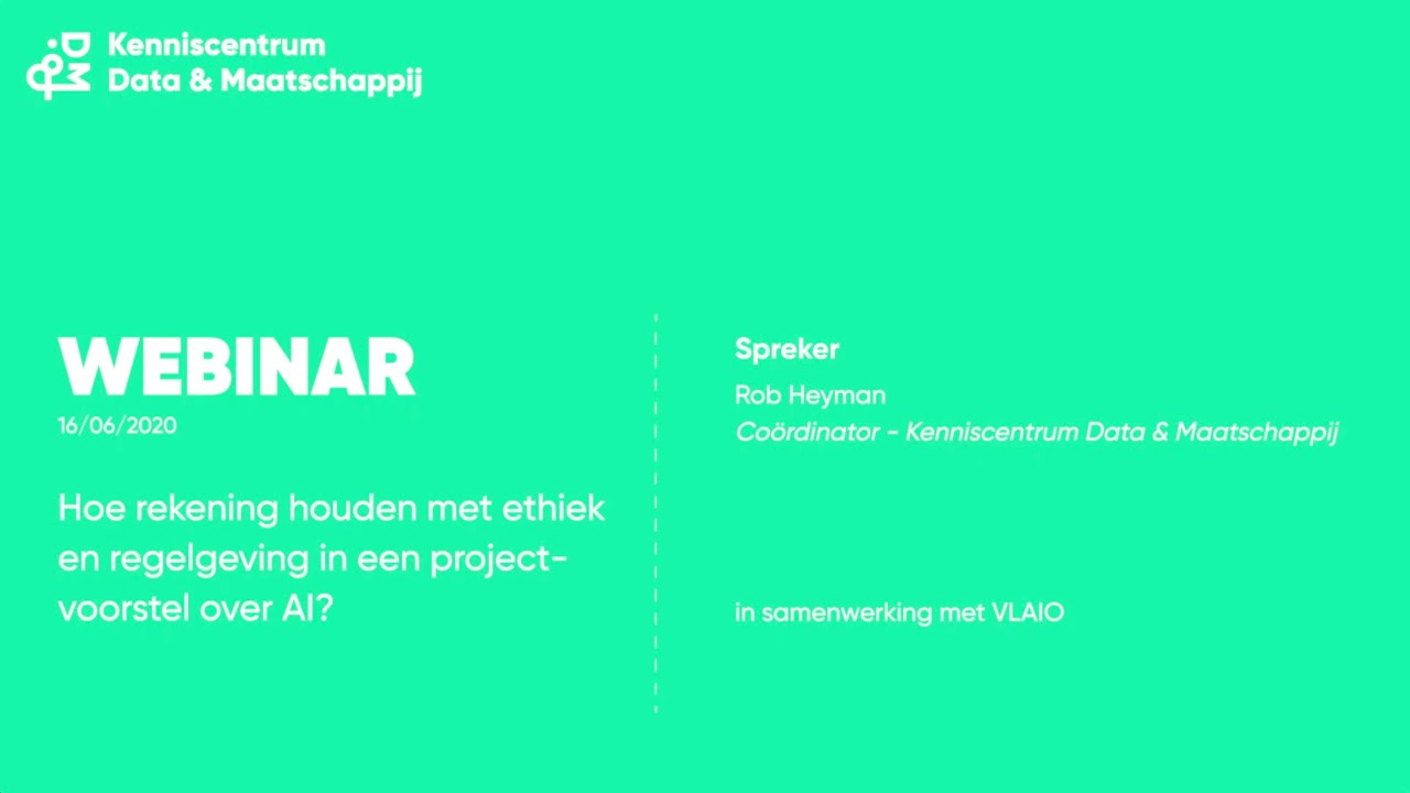 Webinar: Hoe rekening houden met ethiek en regelgeving in een projectvoorstel over AI?