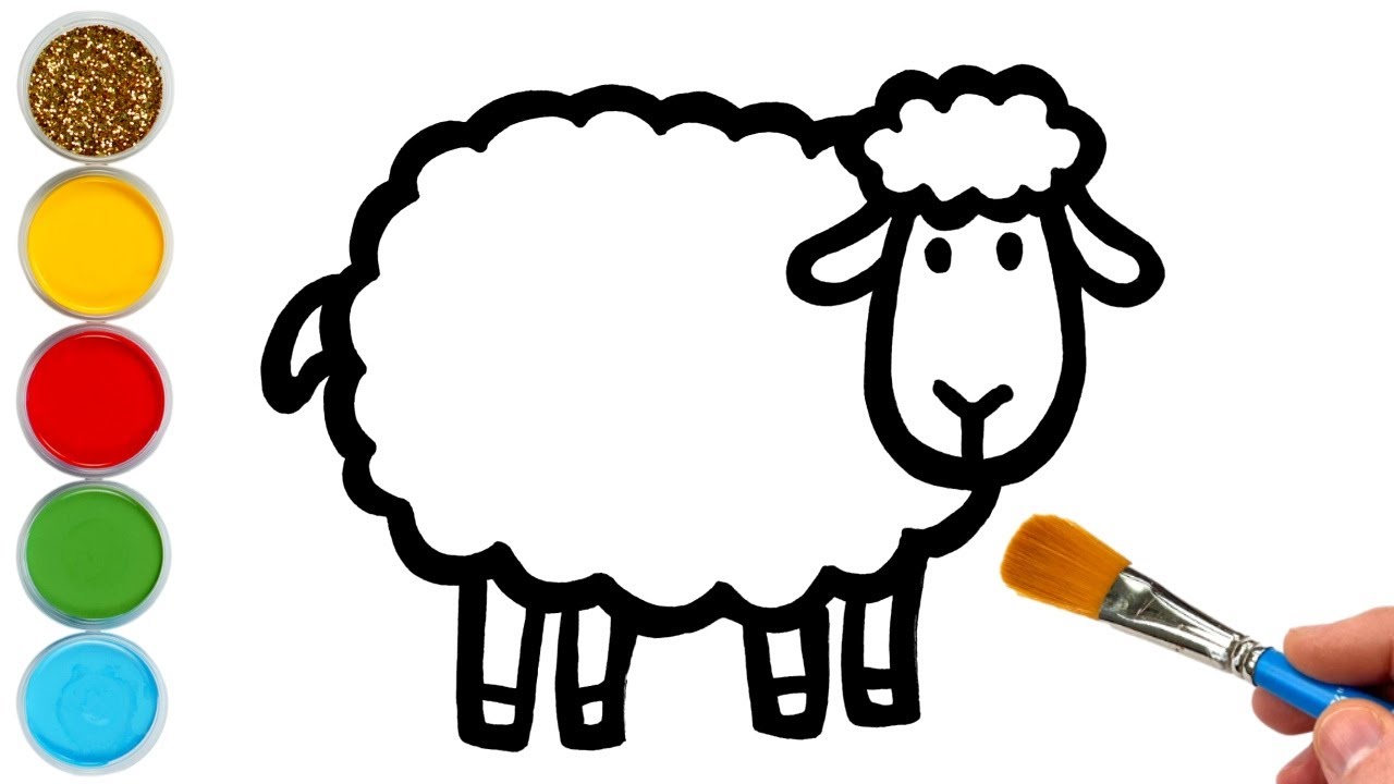 Sheep Drawing, Painting and Coloring for Kids & Toddlers | How to draw Fram animals for Kids