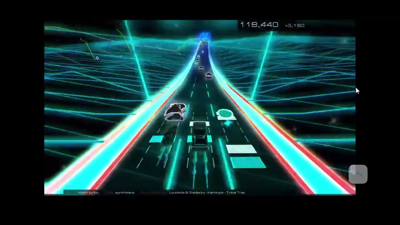 Audiosurf 2 Ep. 3722: Loudsize & Siedlecky - Kamikaze. 344K score. Mono Turbo.