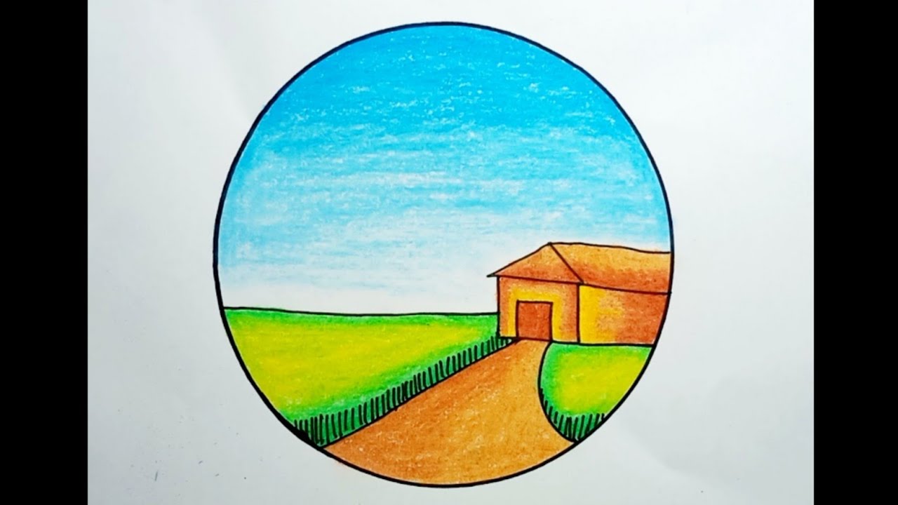 How To Draw Rice Field Scenery Step By Step |Drawing Rice Field Scenery In A Circle