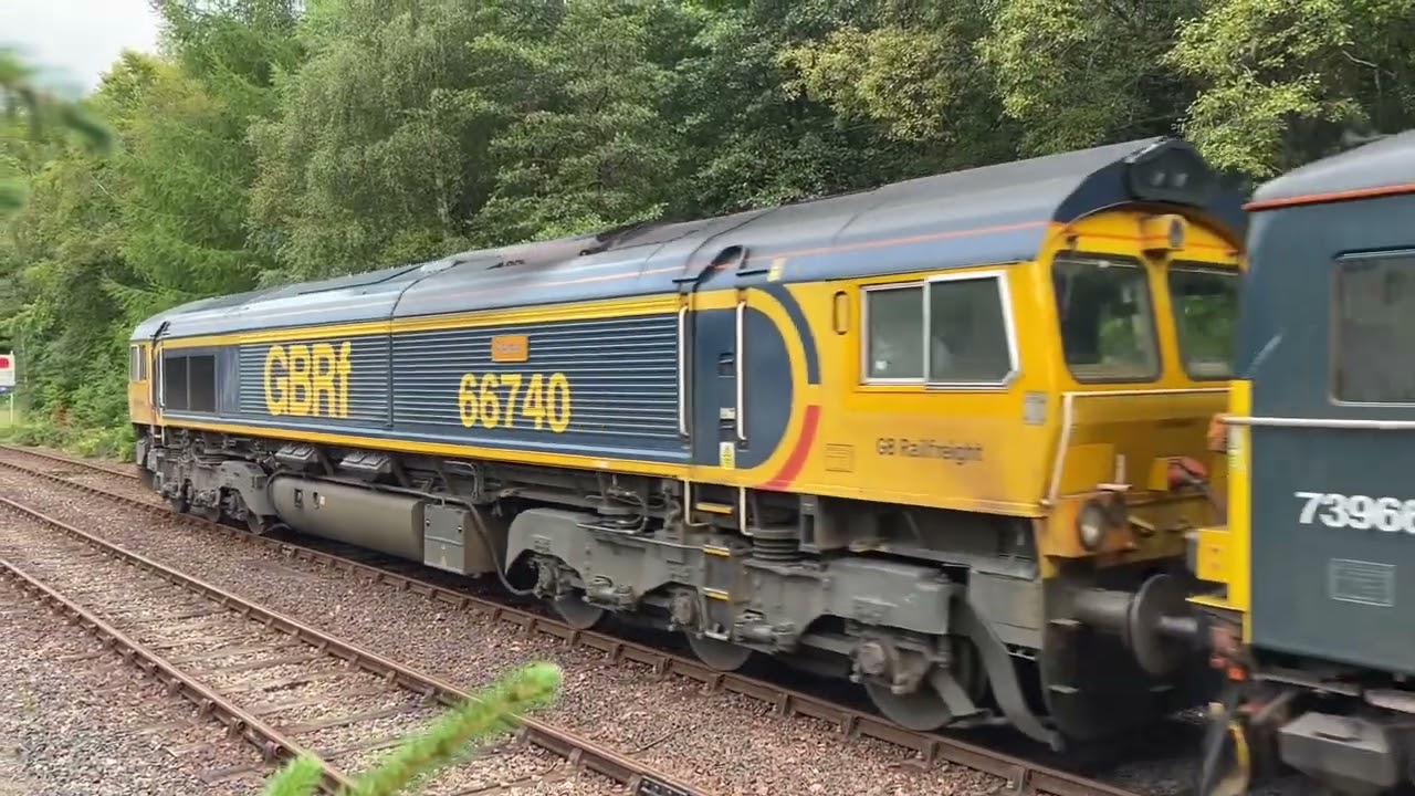 Caledonian Sleeper stopping at Spean Bridge - 28th August 2022 - 66740 and 73966