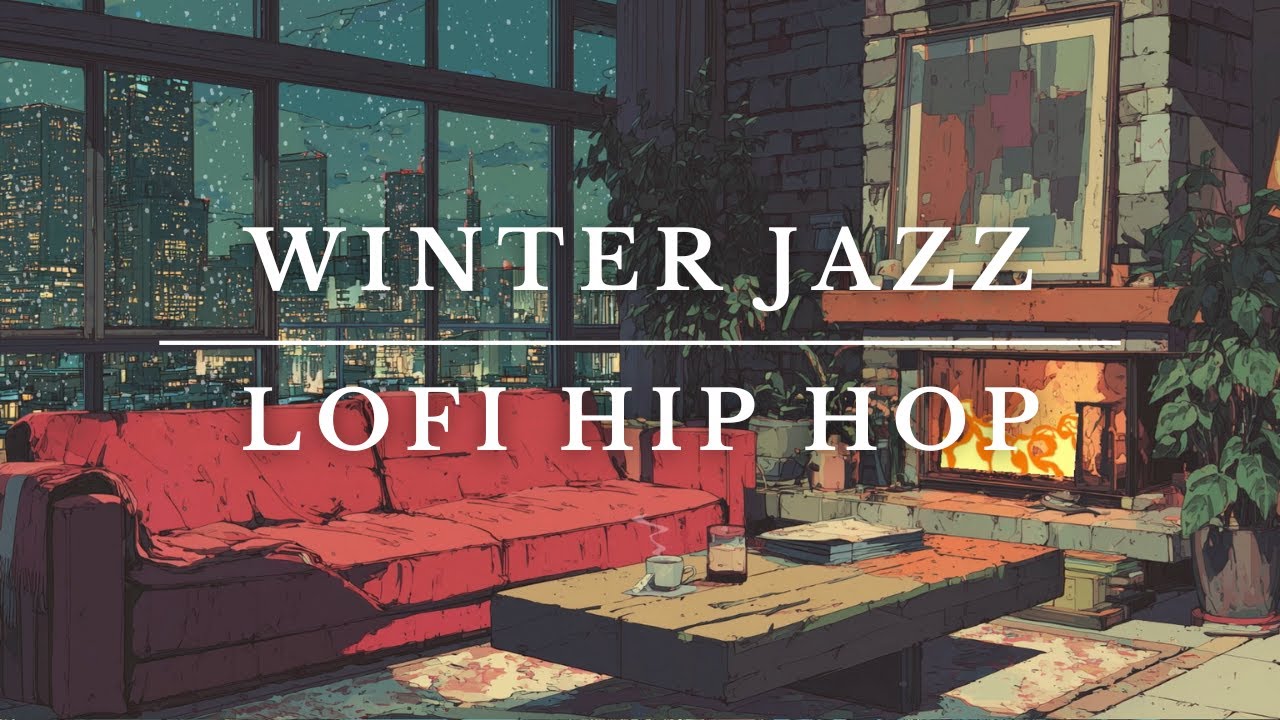 ❄️ Smooth Jazz & Lofi Hip Hop Beats | Cozy Fireplace on a Snowy Winter Night | Focus, Study, Relax