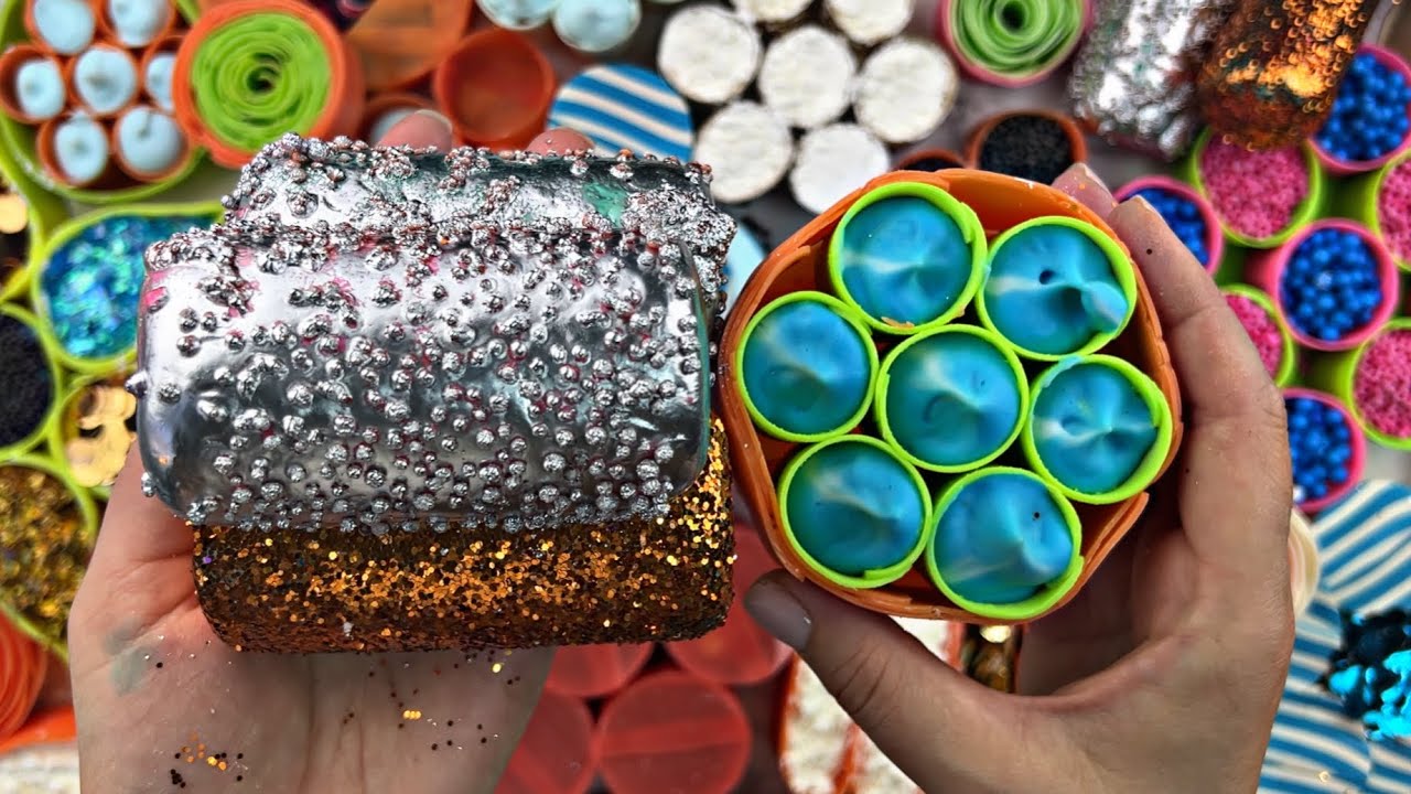 ASMR soap boxes with glitter ✨ starch ✨foam/clay cracking ✨
