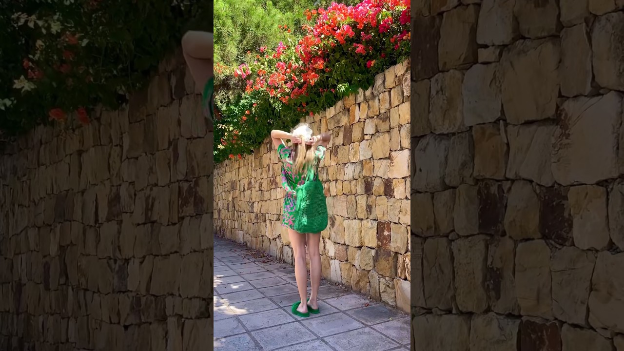 One set - two ways💚🩷 #summerset #strawbag #pinkcap #pinkandgreen #howtostyle #dailyshorts