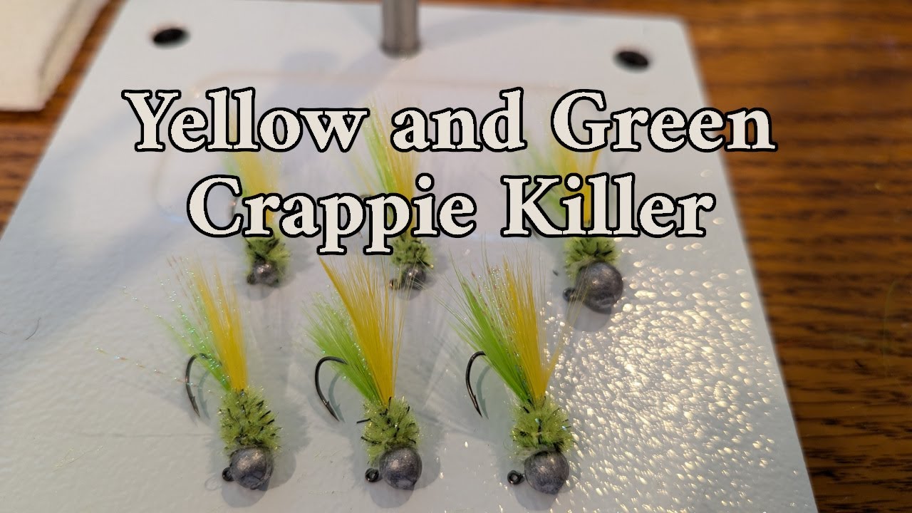 Hand Tied Crappie Jig - Yellow and Green with Flash