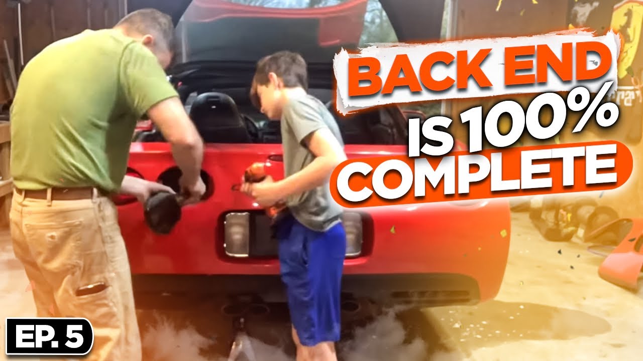 Ep. 5 Rebuilding a Wrecked C5 Salvage Corvette | Patching Fiberglass and Complete the Back end 100%